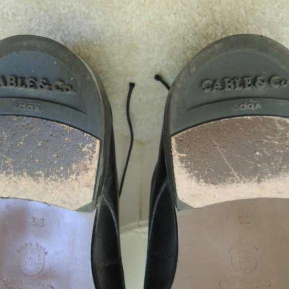 Mens Shoes Size 9 1/2 D Cable and Co Black Leather Oxford Made Italy $180 Value main image 12